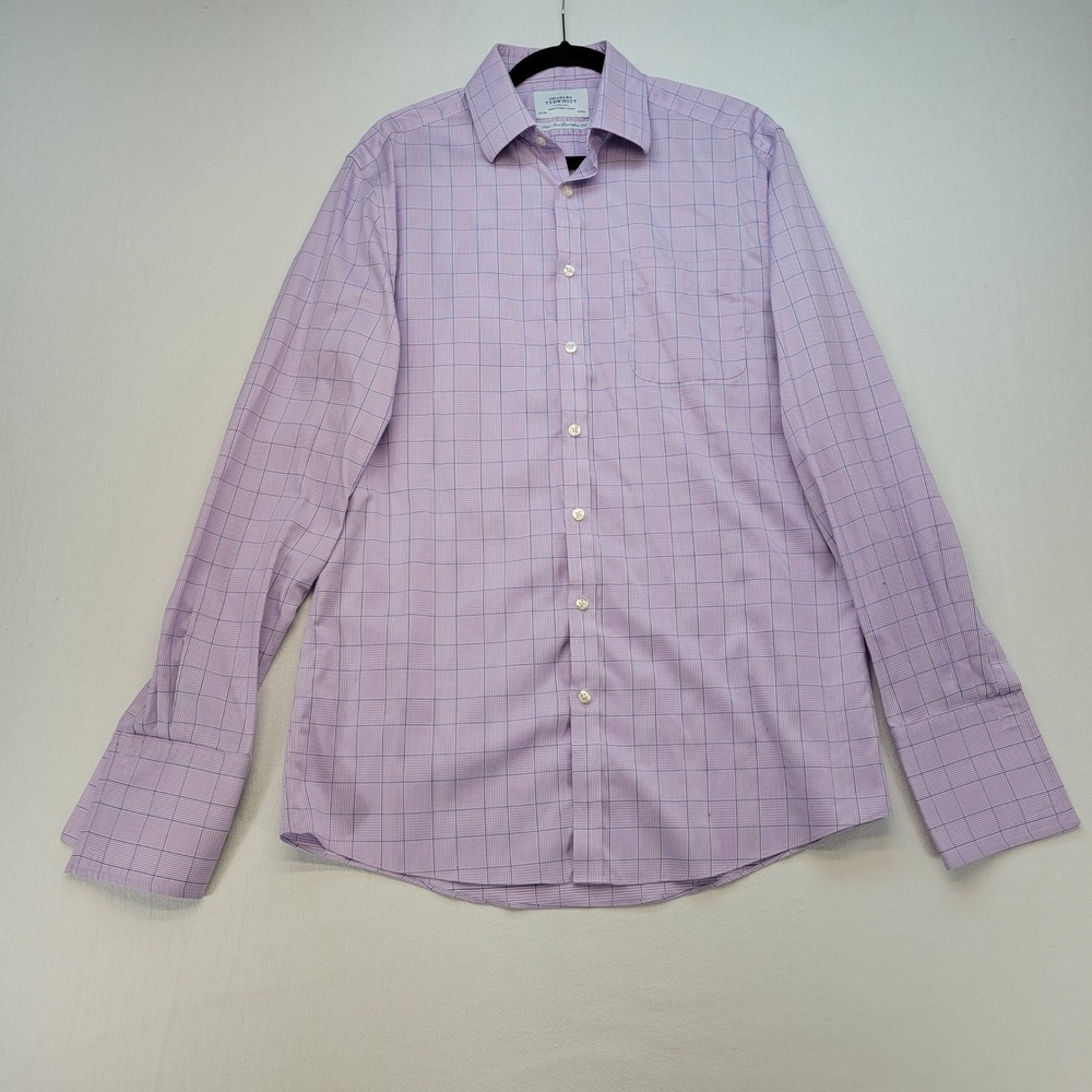 Charles Tyrwhitt Dress Shirt Mens 16.5/36 Purple Extra Slim Fit Non Iron